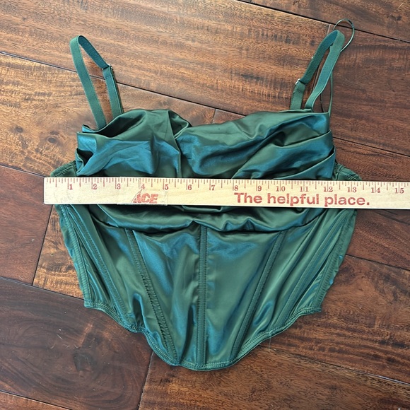 Urban Outfitters | Emerald Satin cowl neck corset crop top - Picture 3 of 7